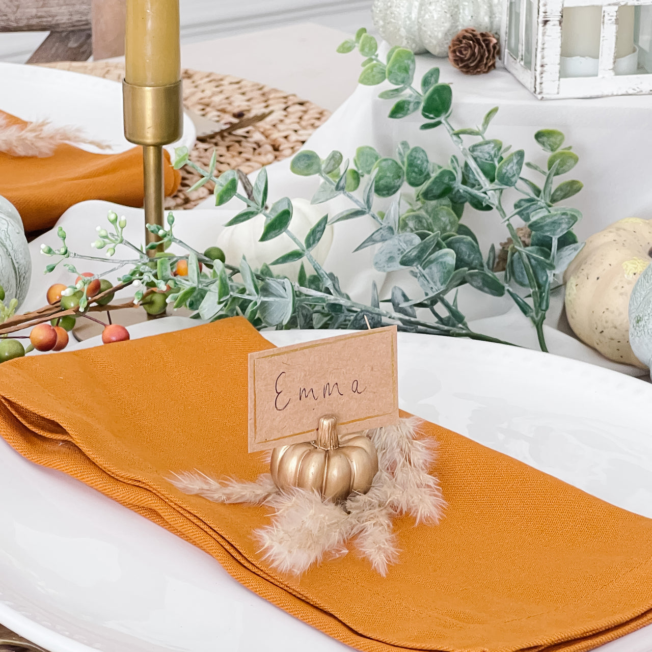 Gold Pumpkin Place Card Holder (Set of 6) Main Image, Kate Aspen | Place Card Holders & Frames