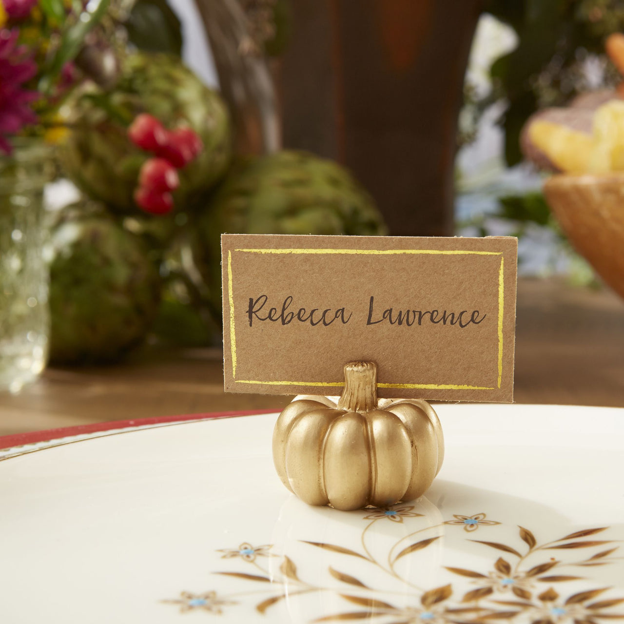 Gold Pumpkin Place Card Holder (Set of 6) Alternate Image 3, Kate Aspen | Place Card Holders & Frames