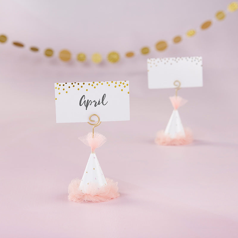 Pink Party Hat Place Card Holder (Set of 6) Main Image, Kate Aspen | Place Card Holders & Frames
