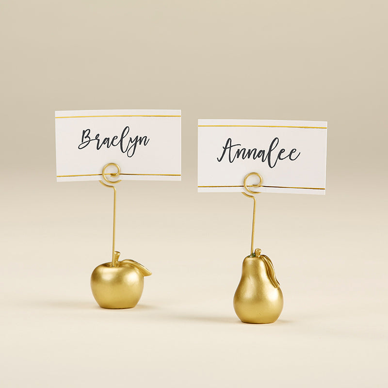 Gold Apple and Pear Place Card Holder (Set of 6)