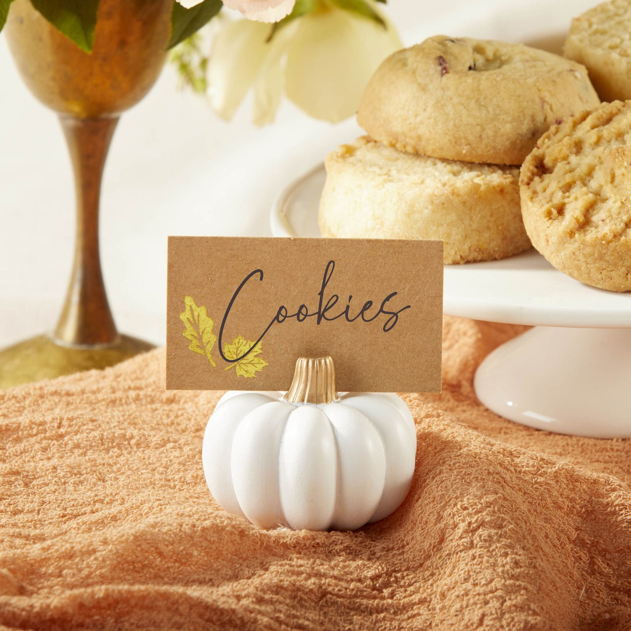 White Pumpkin Place Card Holder (Set of 6) Main Image, Kate Aspen | Place Card/Place Card Holder