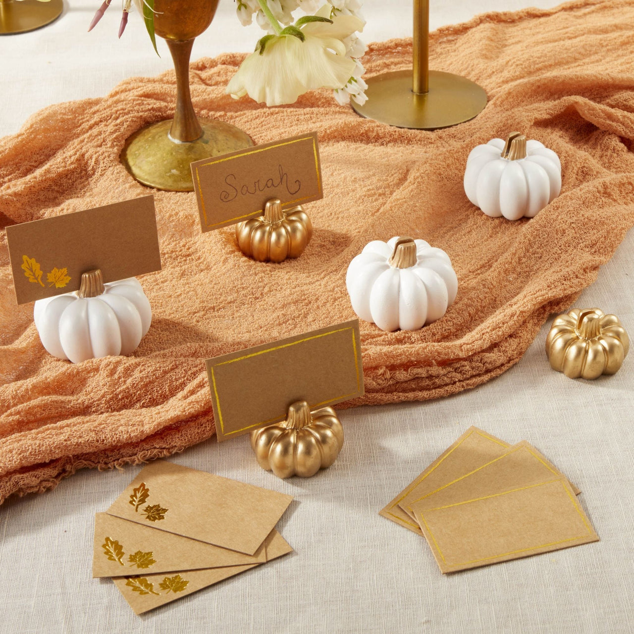 White Pumpkin Place Card Holder (Set of 6) Main Image1, Kate Aspen | Place Card/Place Card Holder