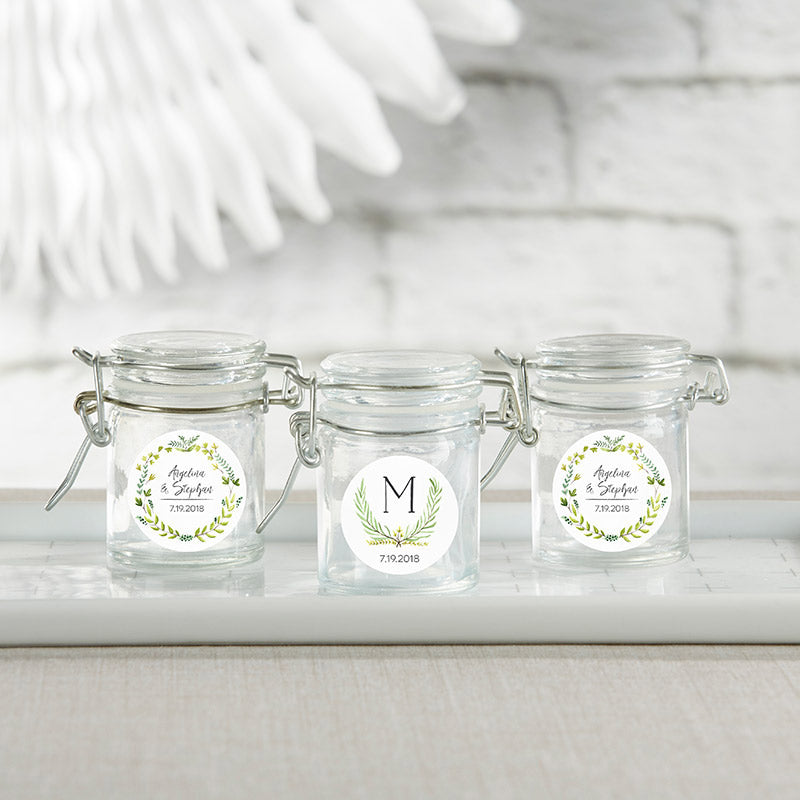 Personalized Glass Favor Jars - Botanical Garden (Set of 12)