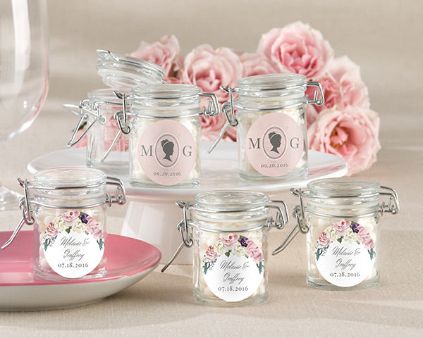 Personalized Glass Favor Jars - English Garden (Set of 12)