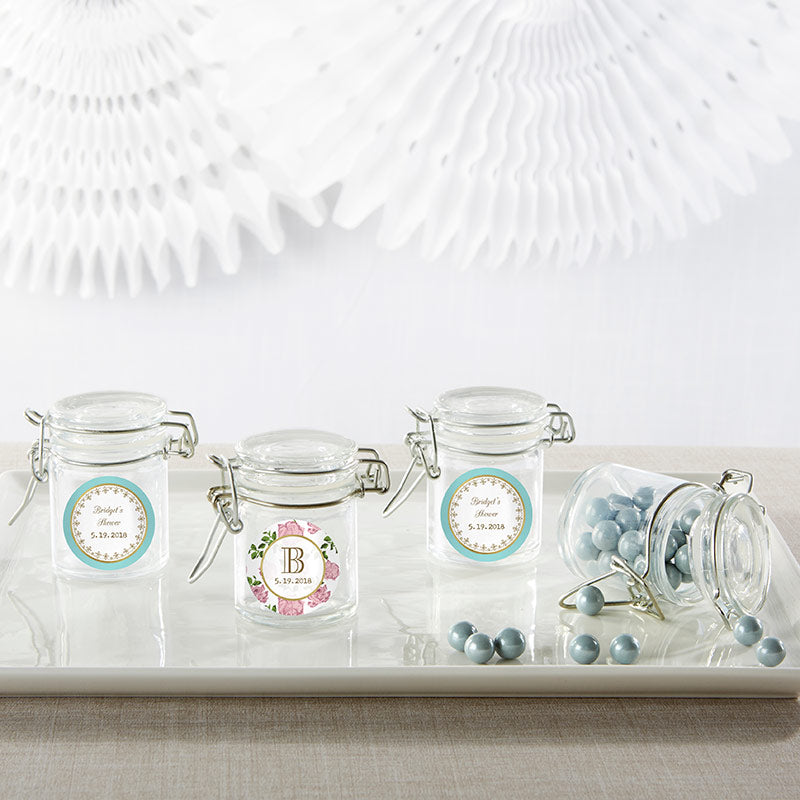 Personalized Glass Favor Jars - Tea Time (Set of 12)