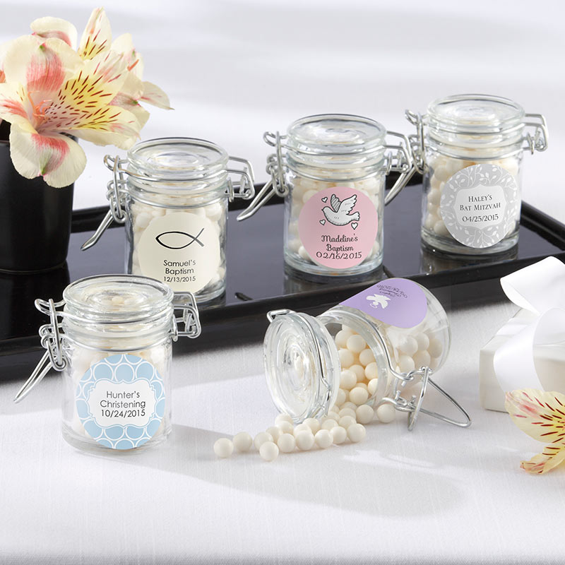 Glass Favor Jars - Religious (Set of 12) (Available Personalized)