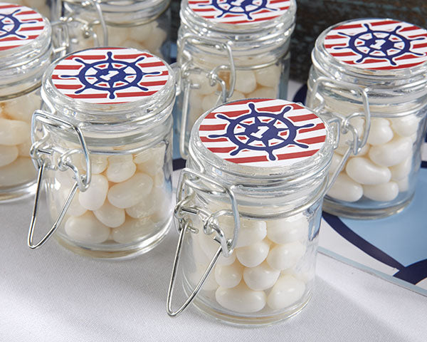 Personalized Glass Favor Jars - Kate's Nautical Birthday Collection (Set of 12)