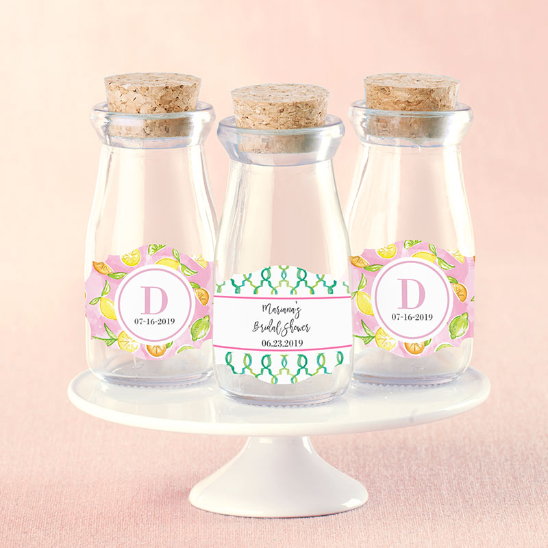 Vintage 3.8 oz. Milk Bottle Favor Jar - Cheery & Chic (Set of 12) (Personalization Available)