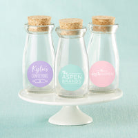 Thumbnail for Personalized Vintage 3.8 oz. Milk Bottle Favor Jar - Custom Design (Set of 12)