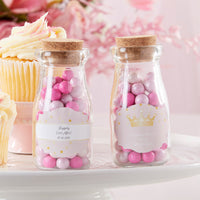 Thumbnail for Vintage 3.8 oz. Milk Bottle Favor Jar - Princess Party (Set of 12) (Available Personalized)