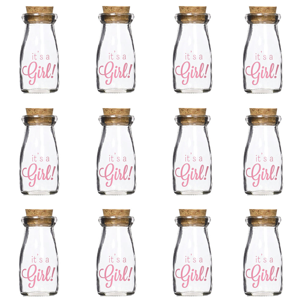 Printed Vintage 3.8 oz. Milk Bottle Favor Jar - It's a Girl (Set of 12) Alternate Image 5, Kate Aspen | Milk Jars