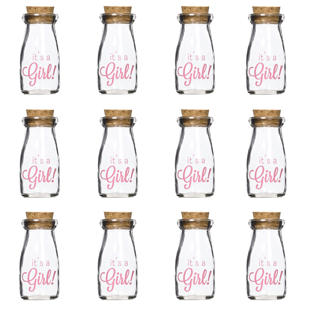Printed Vintage 3.8 oz. Milk Bottle Favor Jar - It's a Girl (Set of 12) Alternate Image 5, Kate Aspen | Milk Jars