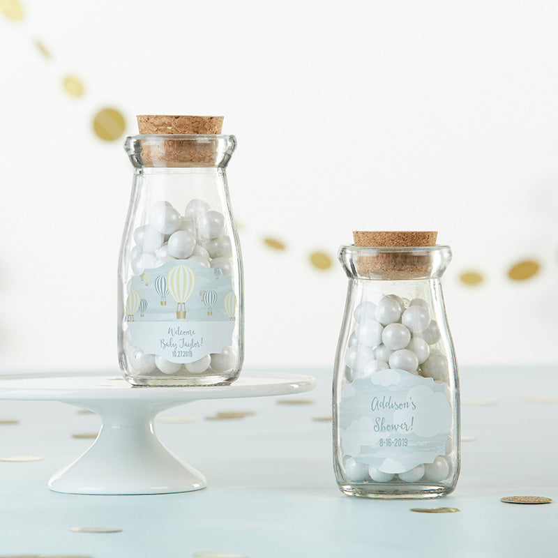 Vintage 3.8 oz. Milk Bottle Favor Jar - Gender Neutral Baby Shower (Set of 12) (Personalization Available)