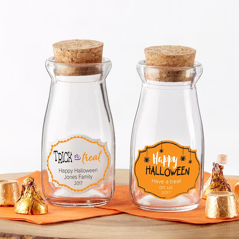 Vintage 3.8 oz. Milk Bottle Favor Jar - Halloween (Set of 12) (Personalization Available)