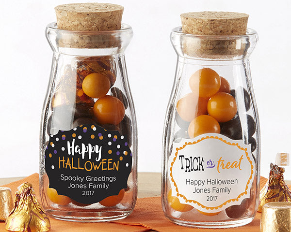 Vintage 3.8 oz. Milk Bottle Favor Jar - Halloween (Set of 12) (Personalization Available)