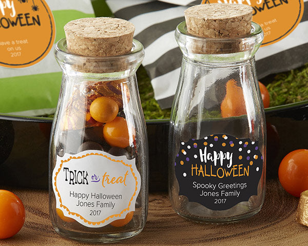 Vintage 3.8 oz. Milk Bottle Favor Jar - Halloween (Set of 12) (Personalization Available)