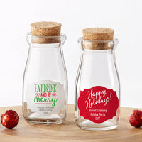 Thumbnail for Vintage 3.8 oz. Milk Bottle Favor Jar - Holiday (Set of 12) (Personalization Available)