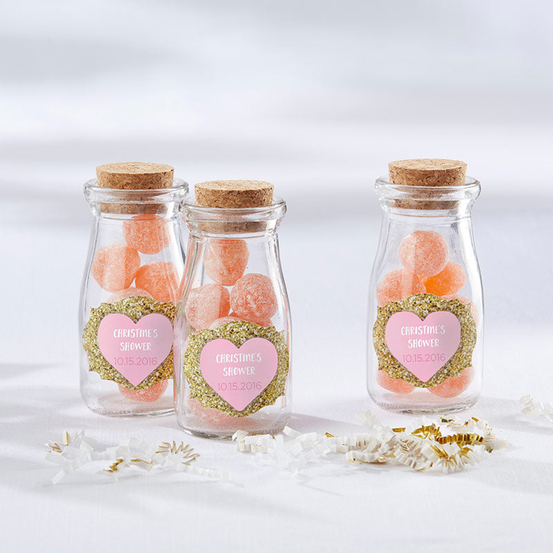 Vintage 3.8 oz. Milk Bottle Favor Jar - Sweet Heart (Set of 12) (Personalization Available)