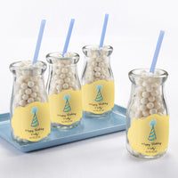 Thumbnail for Vintage 3.8 oz. Milk Bottle Favor Jar - Birthday (Set of 12) (Personalization Available)