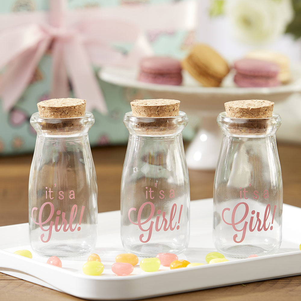 Printed Vintage 3.8 oz. Milk Bottle Favor Jar - It's a Girl (Set of 12) Alternate Image 6, Kate Aspen | Milk Jars