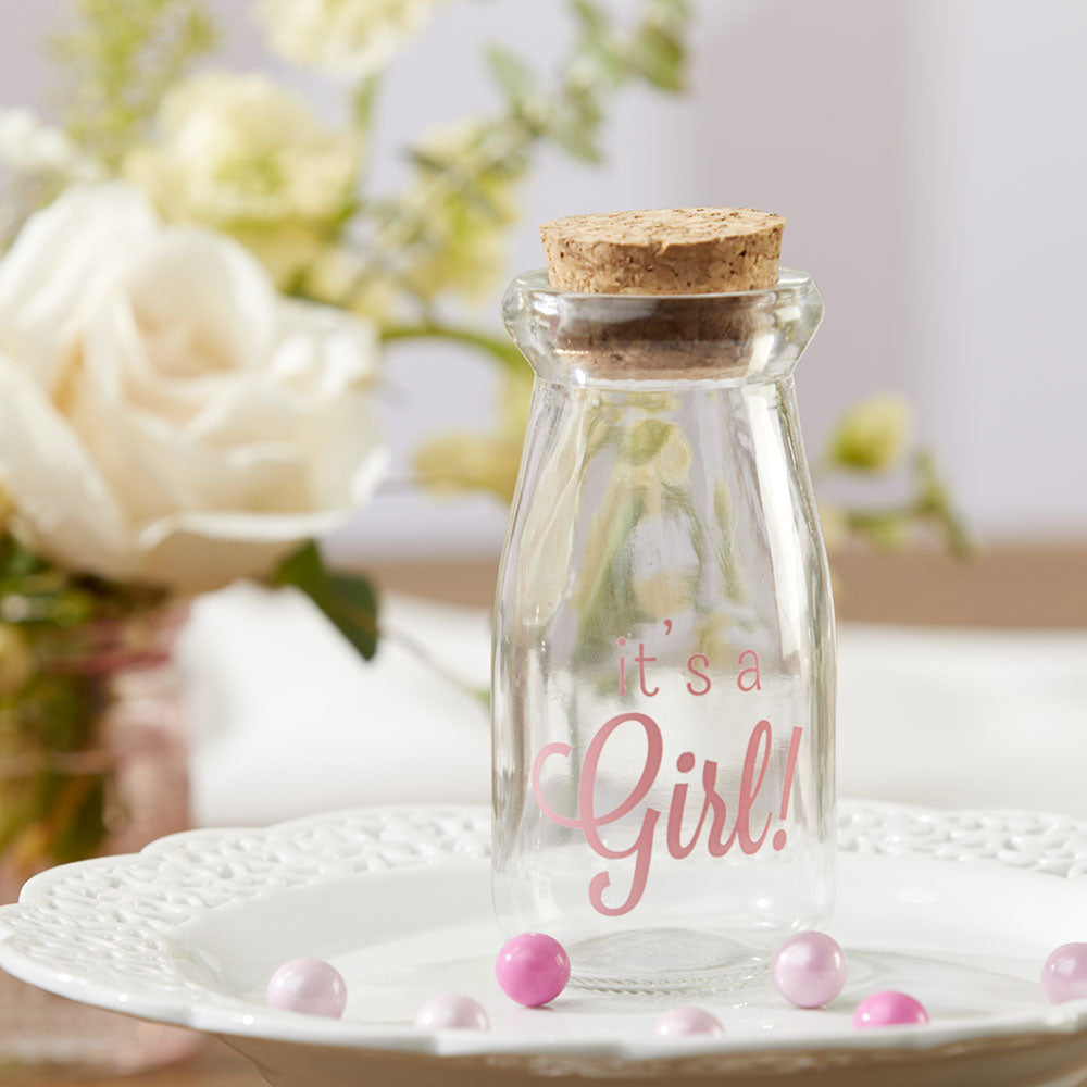 Printed Vintage 3.8 oz. Milk Bottle Favor Jar - It's a Girl (Set of 12) Alternate Image 7, Kate Aspen | Milk Jars