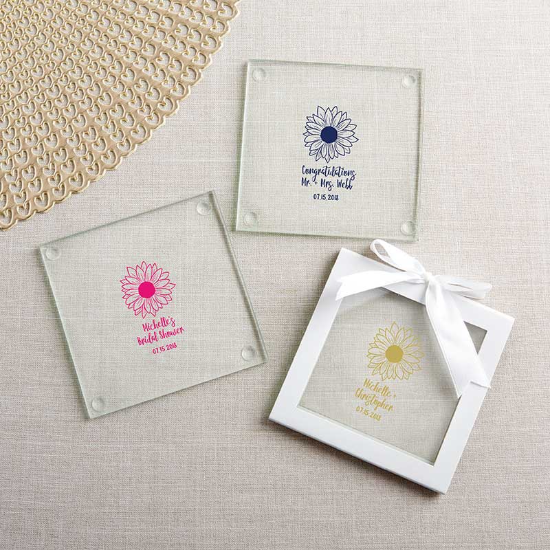 Personalized Glass Coaster - Sunflower (Set of 12)