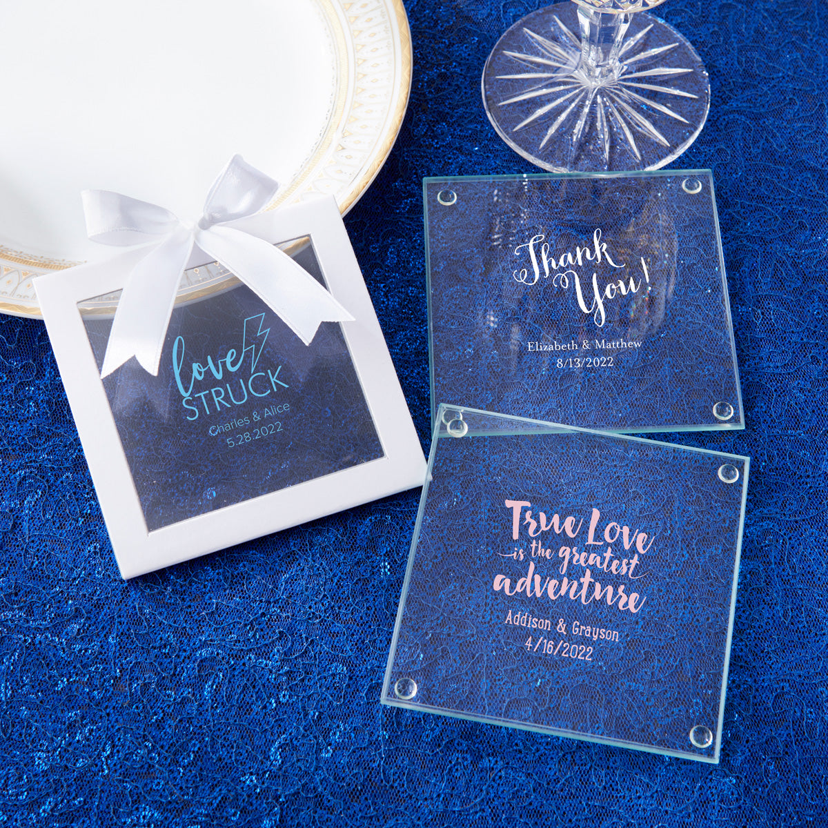 Personalized Glass Coaster - Wedding (Set of 12) Alternate Image 4, Kate Aspen | Coasters