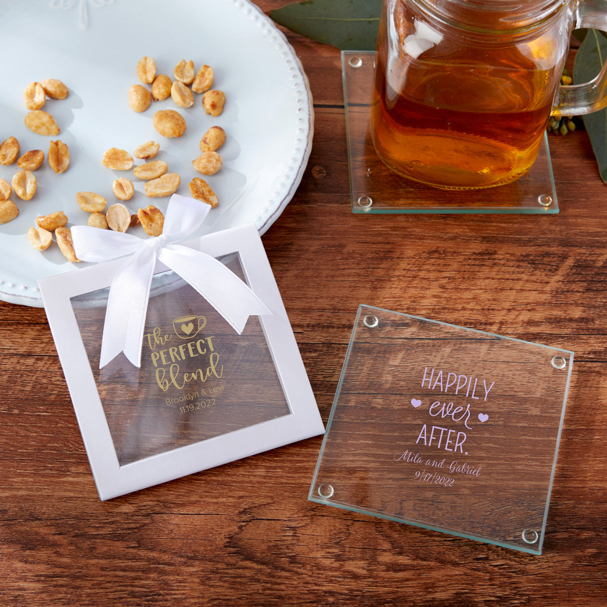 Personalized Glass Coaster - Wedding (Set of 12) Alternate Image 6, Kate Aspen | Coasters