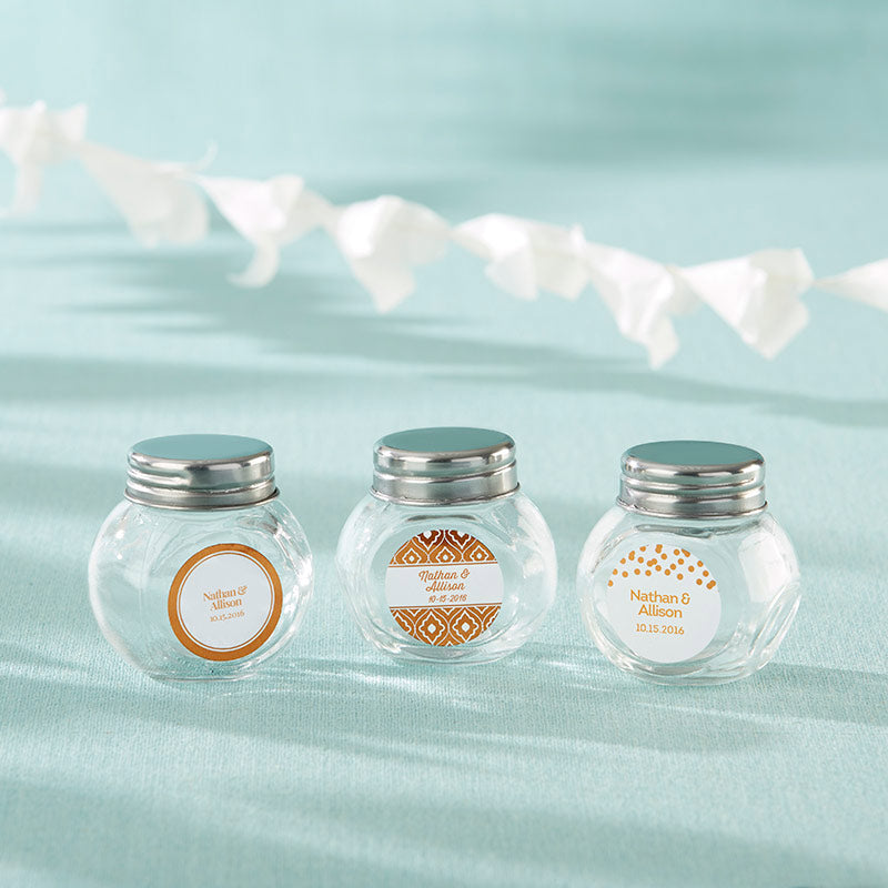 Personalized Mini Glass Favor Jar - Copper Foil (Set of 12)