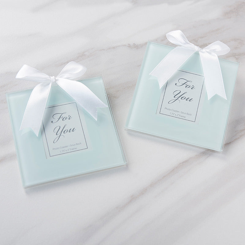 Personalized Frosted-Glass Photo Coaster - Wedding (Set of 12)