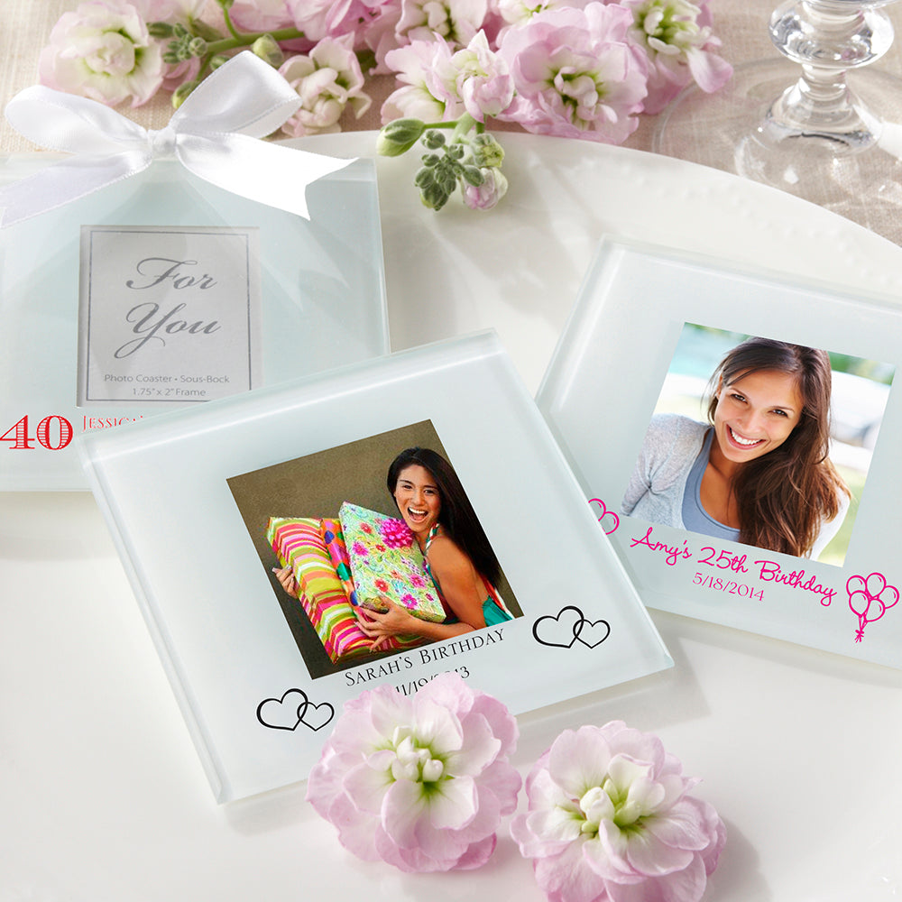 Personalized Frosted Glass Photo Coaster - Birthday