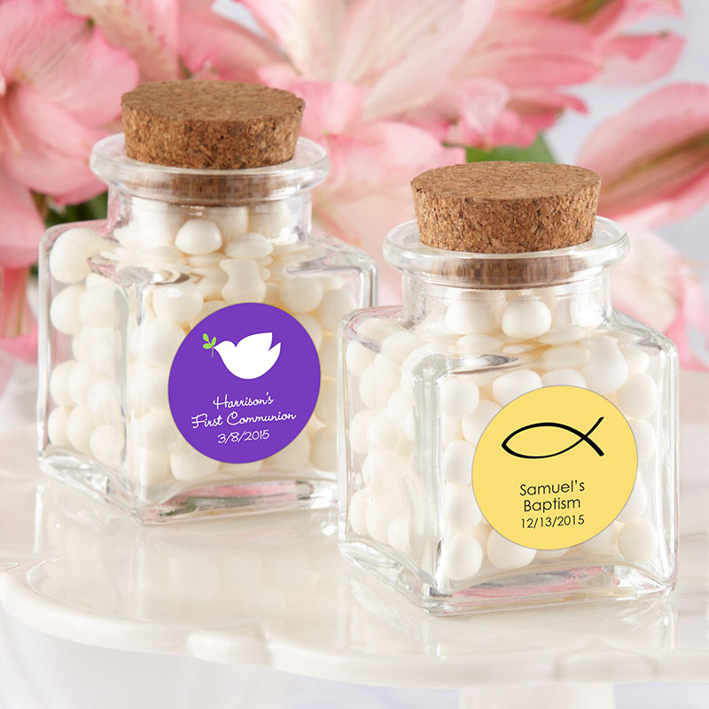 Personalized Petite Treat Square Glass Favor Jar - Religious (Set of 12) Main Image, Kate Aspen | Favor Jars
