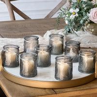 Vintage Smoke Gray Glass Tea Light Holder (Set of 8) Main Image, Kate Aspen | Tealight/Votive Holder