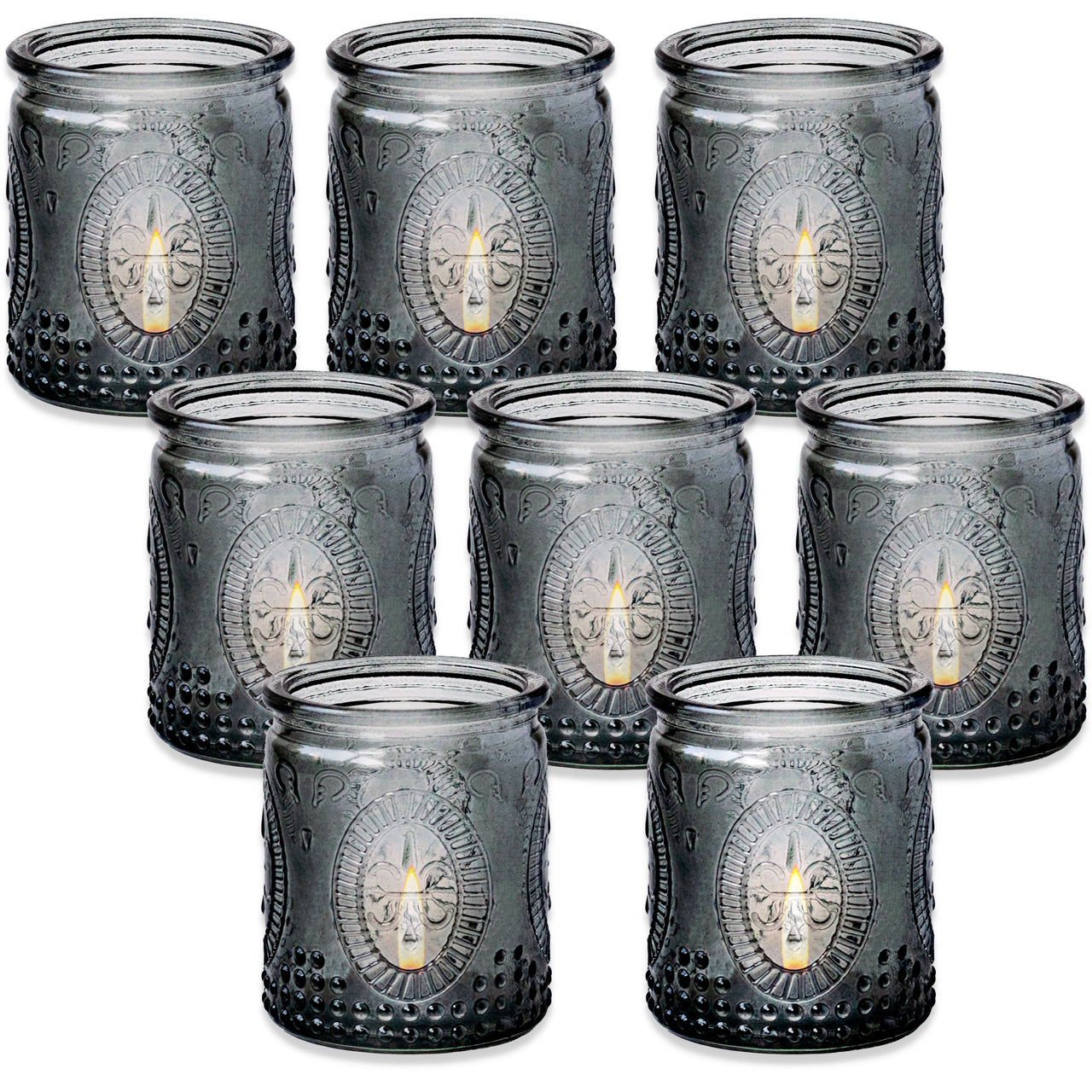 Vintage Smoke Gray Glass Tea Light Holder (Set of 8) Alternate Image 8, Kate Aspen | Tealight/Votive Holder