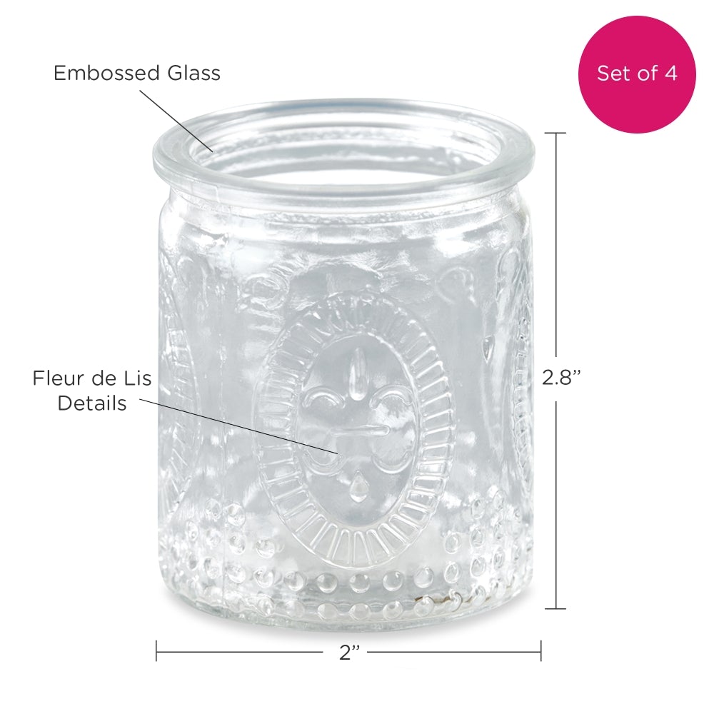 Vintage Clear Glass Tea Light Holder (Set of 4) Alternate Image 6, Kate Aspen | Tealight/Votive Holder