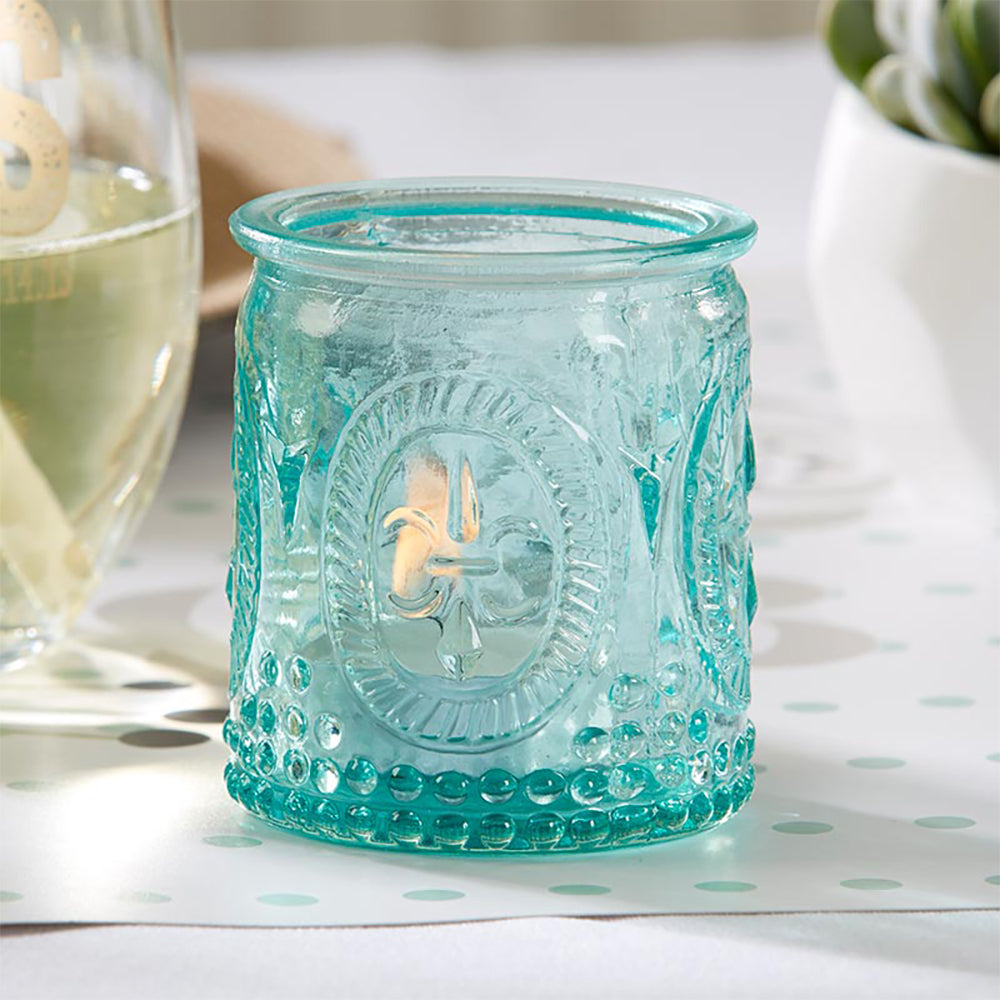 Ribbed Blue Glass Votive Candle Holder (Set of 6) – Kate Aspen