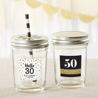 Thumbnail for Personalized 8 oz. Glass Mason Jar - Milestone Birthday (Set of 12)