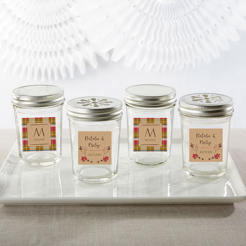 Personalized 8 oz. Glass Mason Jar - Fall (Set of 12)