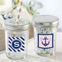 Thumbnail for Personalized 8 oz. Glass Mason Jar - Nautical Bridal Shower (Set of 12)