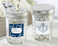 Thumbnail for Personalized 8 oz. Glass Mason Jar - Nautical Wedding (Set of 12)