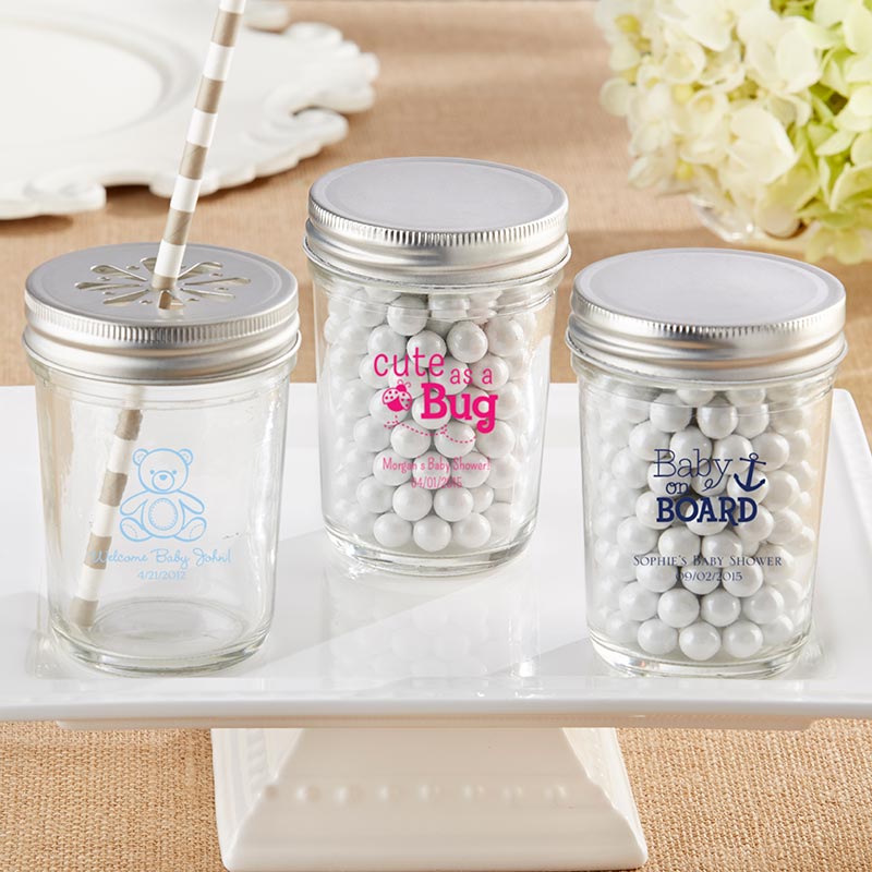 Personalized Printed 8 oz. Glass Mason Jar - Baby Shower (Set of 12) Main Image, Kate Aspen | Mason Jars