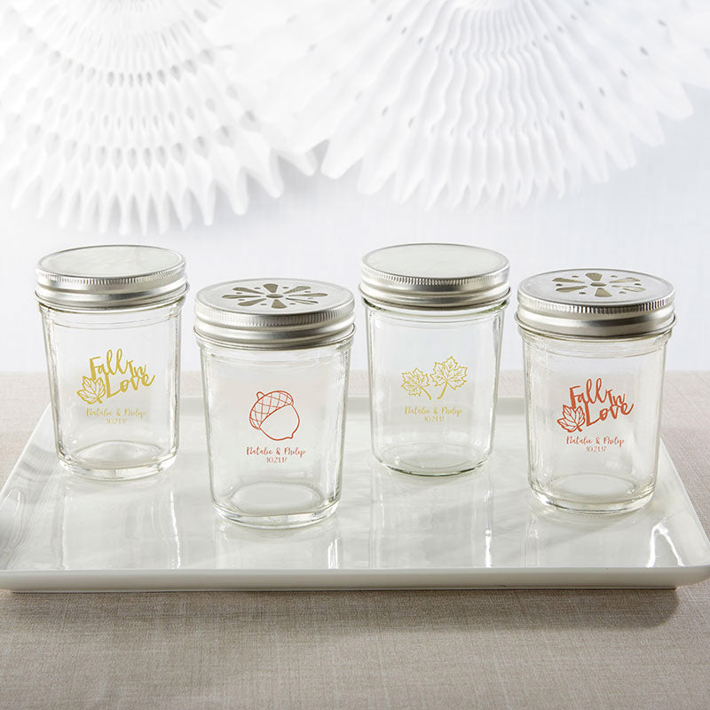Personalized Printed 8 oz. Glass Mason Jar - Fall (Set of 12)