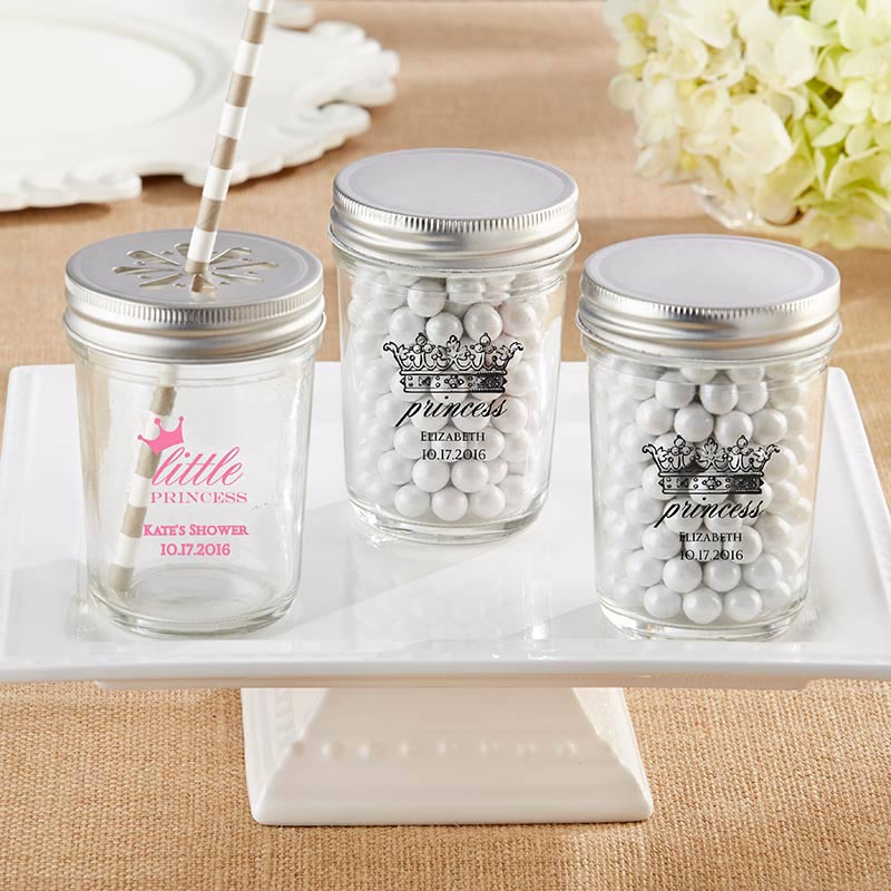 Personalized Printed 8 oz. Glass Mason Jar - Little Princess (Set of 12)