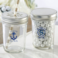 Printed 8 oz. Glass Mason Jar - Nautical Bridal Shower | Kate Aspen