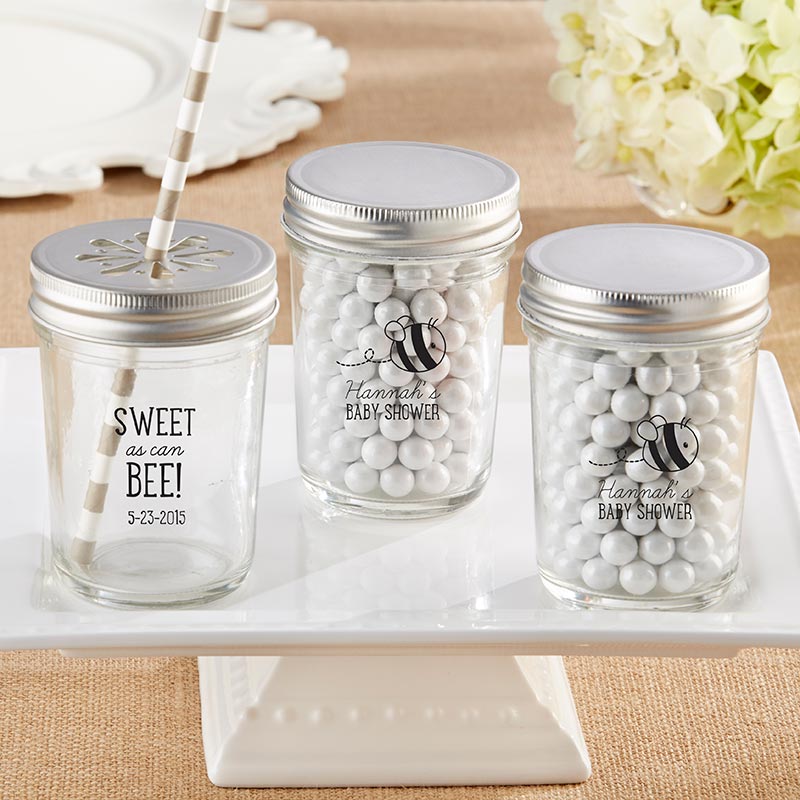 Personalized 8 oz. Printed Glass Mason Jar - Sweet as can Bee (Set of 12)