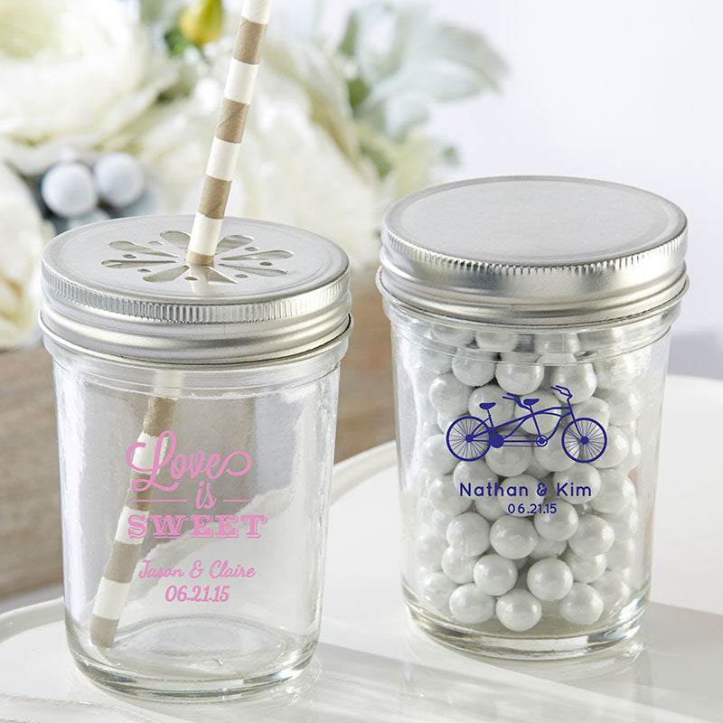 Personalized Printed 8 oz. Glass Mason Jar - Wedding (Set of 12) Alternate Image 2, Kate Aspen | Mason Jars