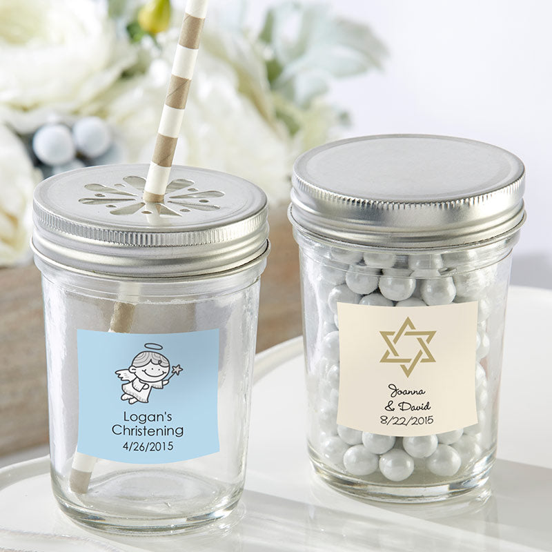 Personalized 8 oz. Glass Mason Jar - Religious (Set of 12) Main Image, Kate Aspen | Mason Jars