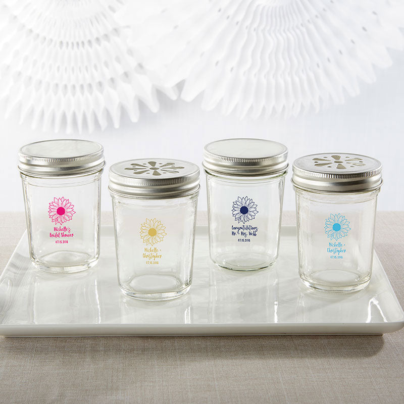 Personalized 8 oz. Glass Mason Jar - Sunflower (Set of 12)
