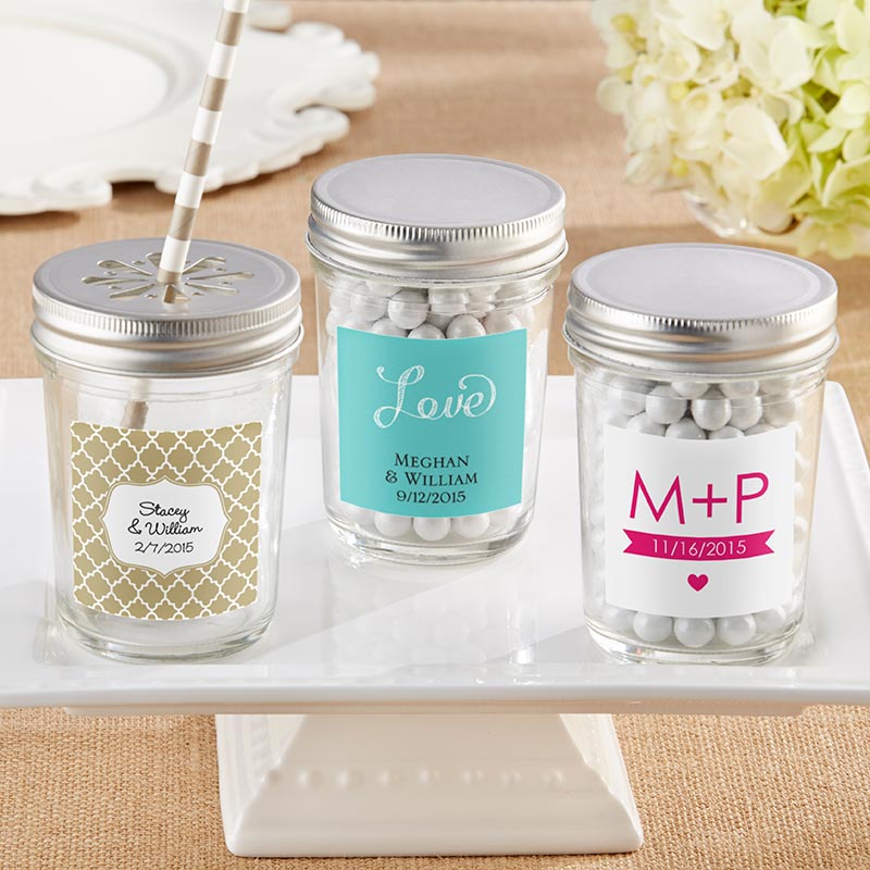 Personalized 8 oz. Glass Mason Jar - Wedding (Set of 12) Main Image, Kate Aspen | Mason Jars