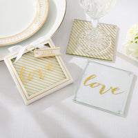 Thumbnail for Gold Love Glass Coaster (Set of 2)